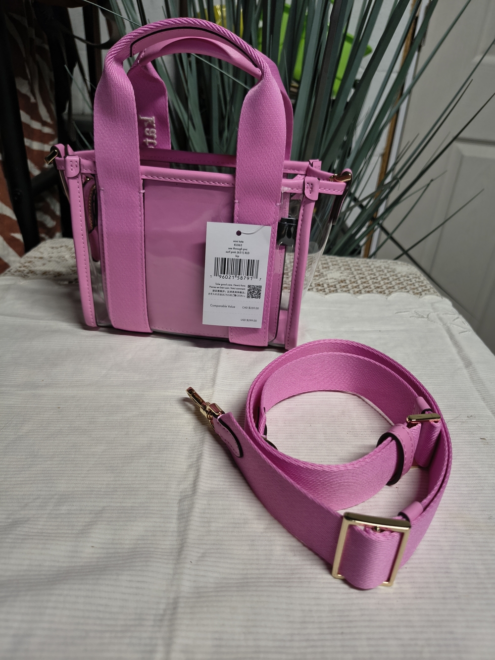 kate spade Surf Pink Kip Clear Mini Crossbody Tote - Picture 2 of 3